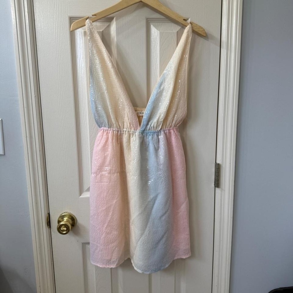 Storia Sequin Sleeveless Mini Dress Pastel Mix Party Cocktail Women's - Picture 2 of 6